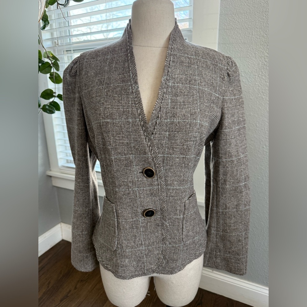 Banana Republic Wool Blend Jacket Blazer Size 6 Houndstooth